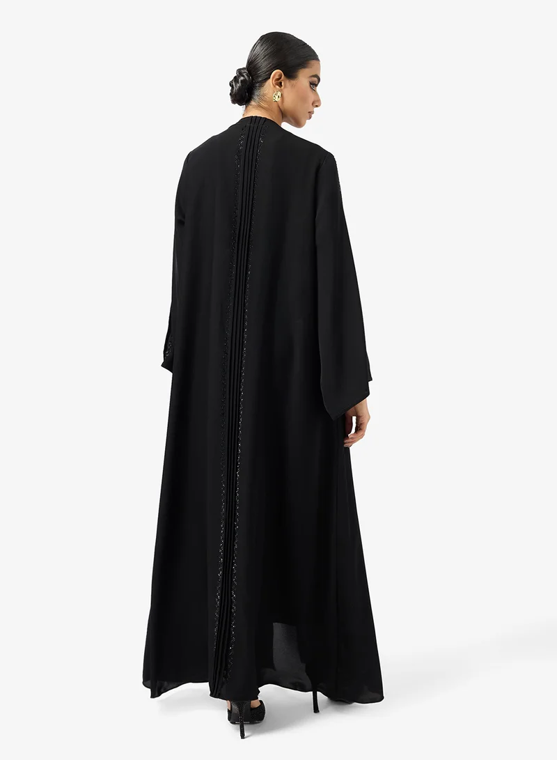 hayas closet Embellished Open Front V Neck Abaya